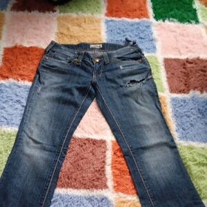 Anchor Blue Distressed Flare Leg Jeans, Y2K